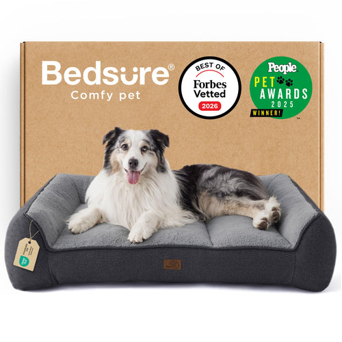 Hundebett XL ergonomisch Sherpa-Fleece mit Kopfstütze für grosse Hunde