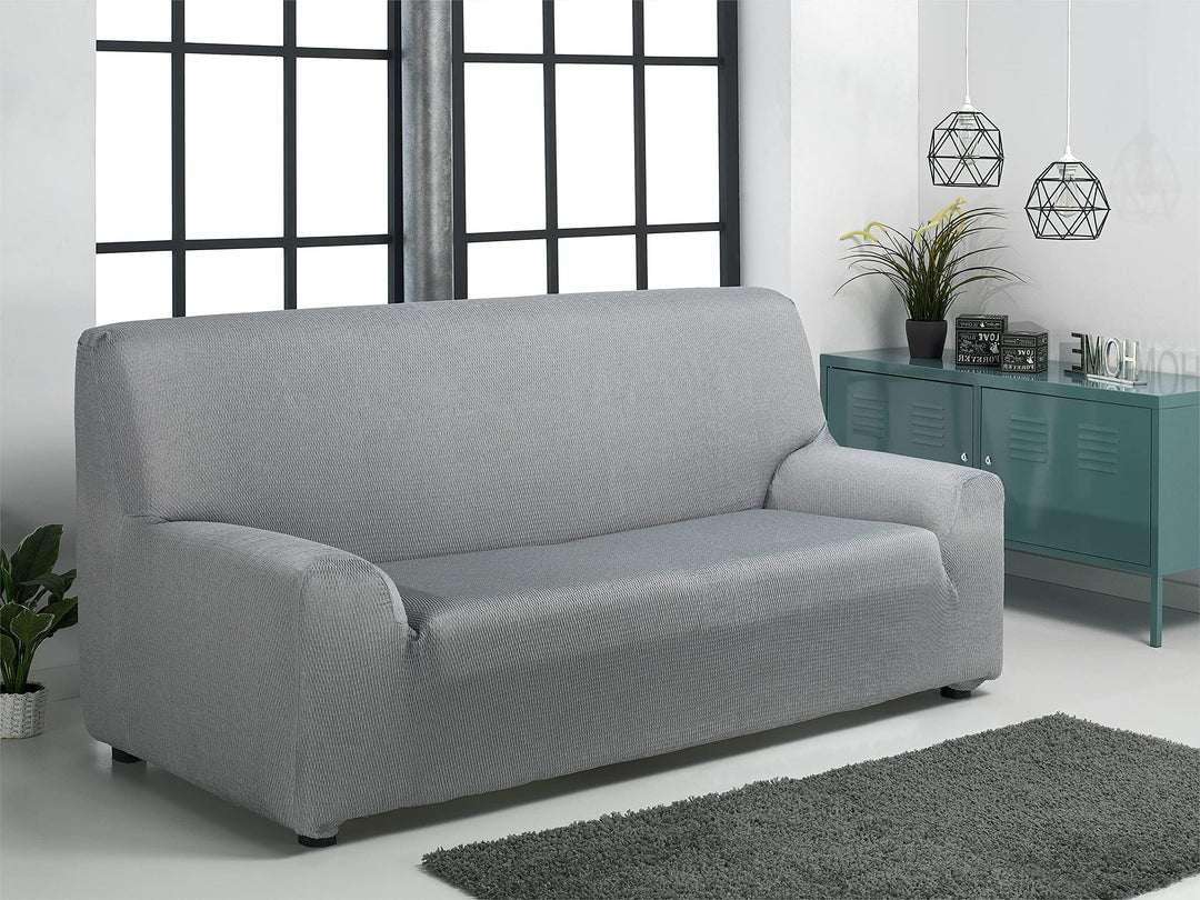 Sofabezug 4-Sitzer Jacquard-Stretch 220-260 cm Apfelgrau - Bild 4