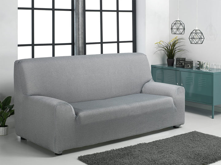 Sofabezug 4-Sitzer Jacquard-Stretch 220-260 cm Apfelgrau - Bild 4