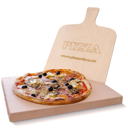 Pizzastein Schamotte 40x30x3cm für Backofen und Grill mit Schaufel