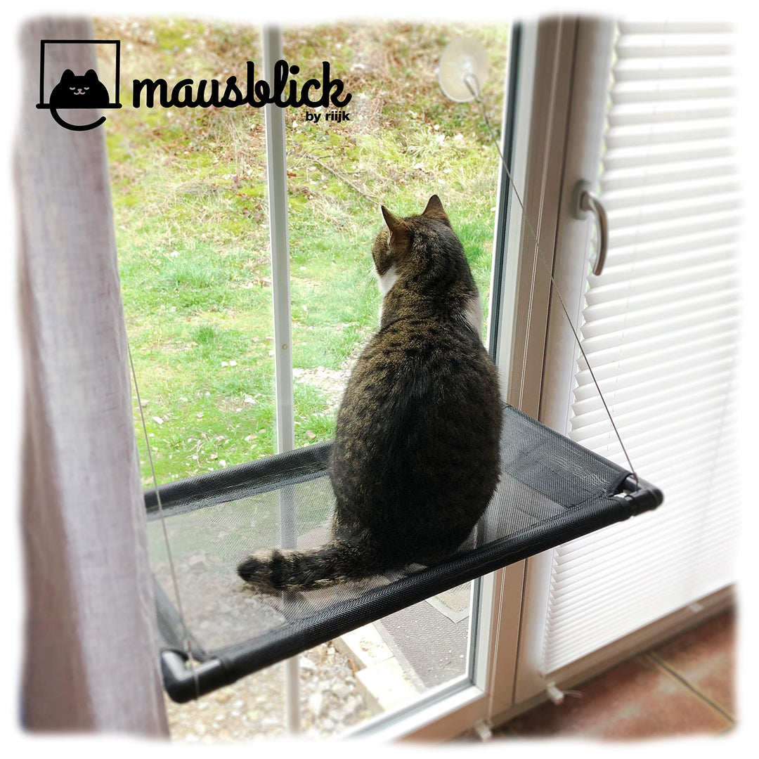 Katzen-Fensterbett Hängematte schwarz bis 23 kg für kleine Fenster