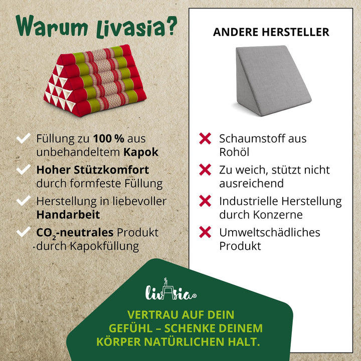 Dreieckskissen Kapok extrahoch 38x55x35cm für Garten und Balkon - Bild 6