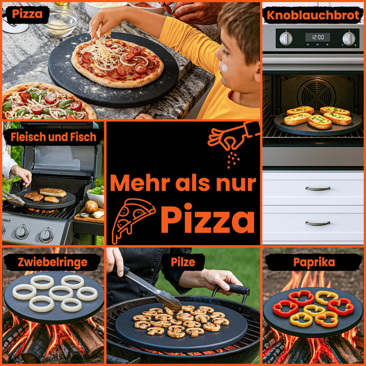 Pizzastein Cordierit glasiert 410x12mm für Grill &amp; Backofen - Bild 7