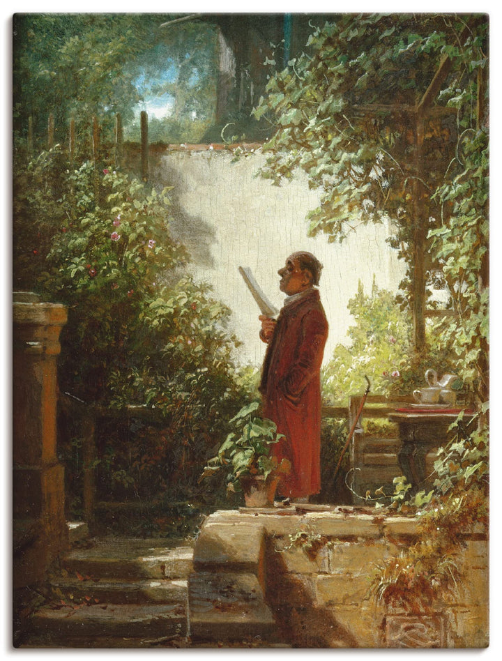 Leinwandbild Zeitungsleser im Hausgärtchen Carl Spitzweg 45x60 cm