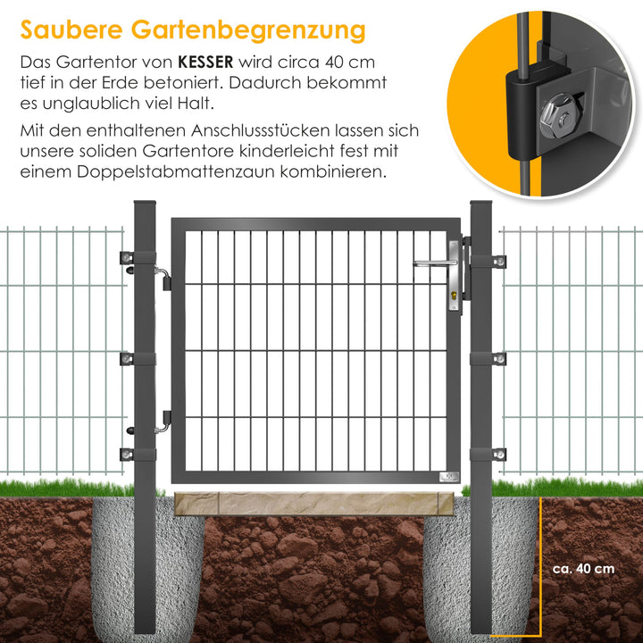Gartentor Metall verzinkt 160x106cm Anthrazit mit Pfosten und Schloss - Bild 4