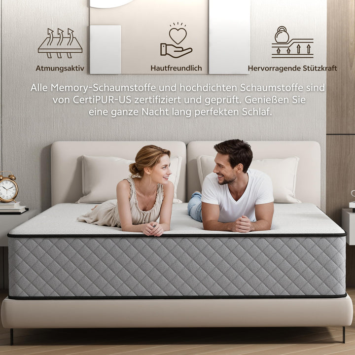 Taschenfederkernmatratze 90x200 cm 7-Zonen Memory Foam H2/H3 25 cm - Bild 5