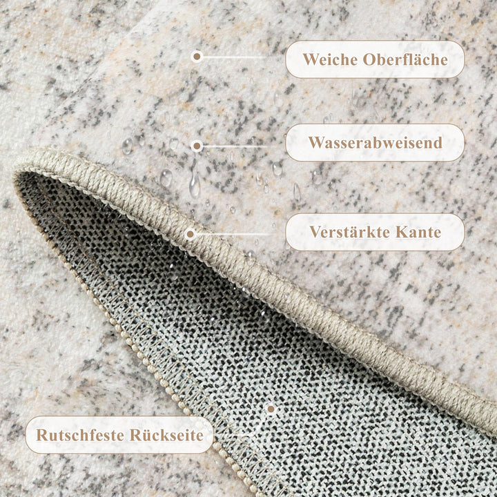 Teppich Wohnzimmer Beige Grau 240x300cm waschbar Polyester - Bild 5