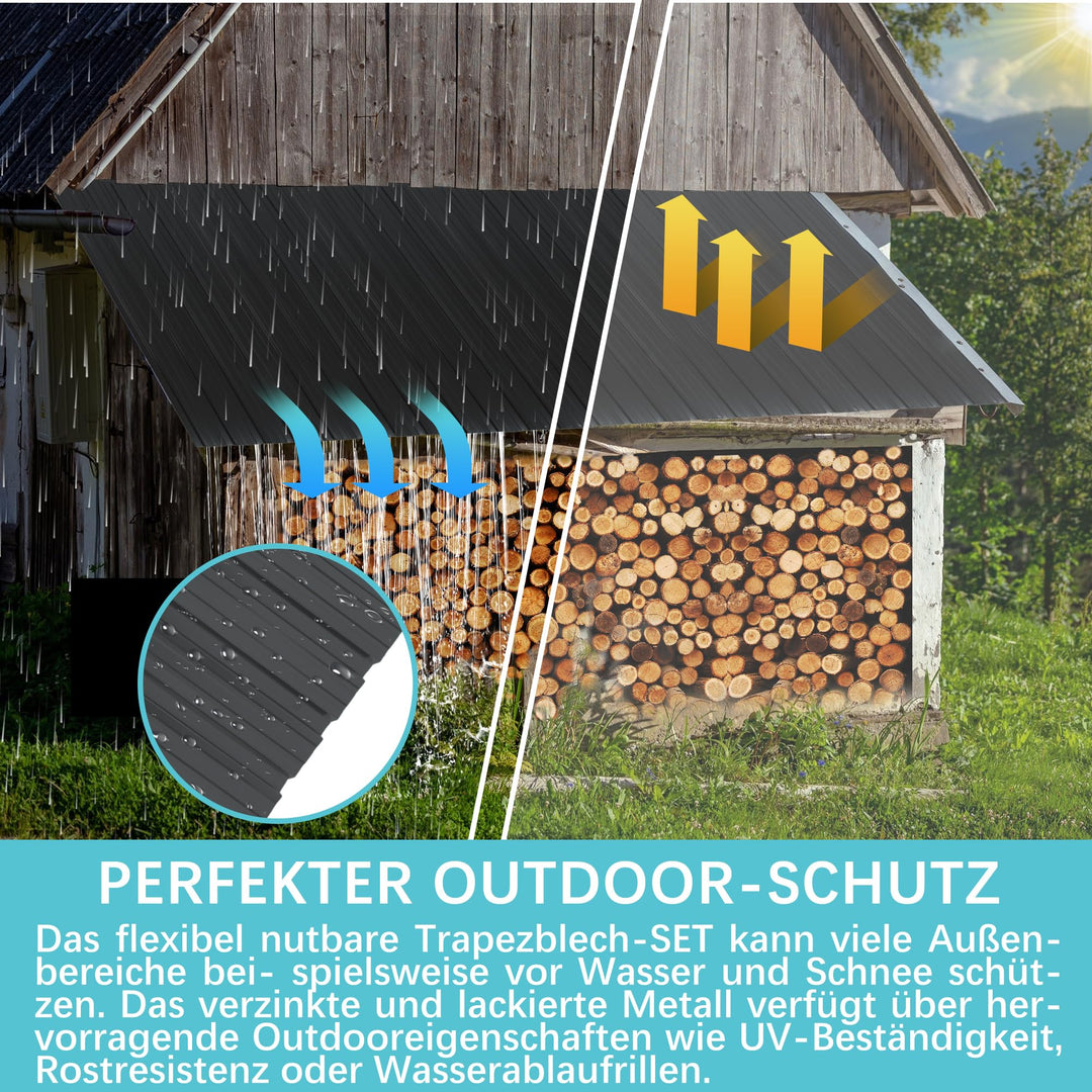 Trapezblech Dachblech Stahl schwarz 22er Set 10,12m² mit Schrauben - Bild 5