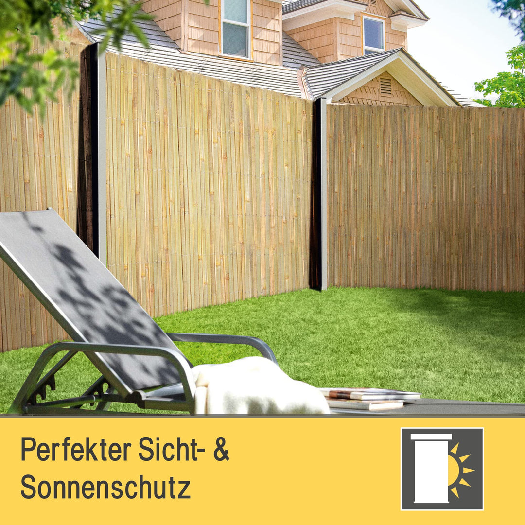 Bambus Sichtschutzmatte 90cm hoch witterungsbeständig für Balkon &amp; Garten - Bild 2