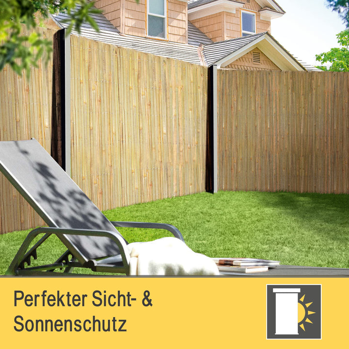 Bambus Sichtschutzmatte 90cm hoch witterungsbeständig für Balkon &amp; Garten - Bild 2