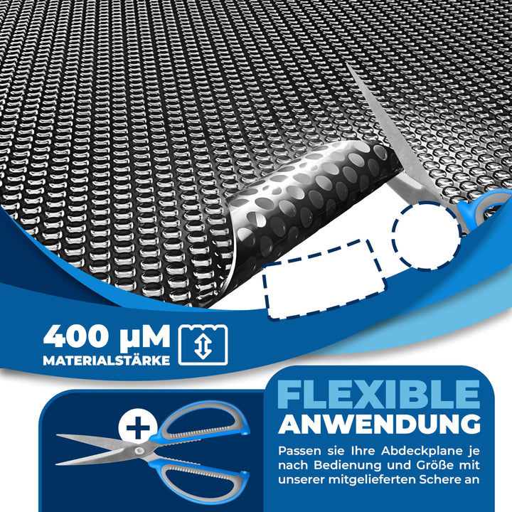 Pool Solarabdeckplane Rechteck 450x220cm 120µm zuschneidbar Schwarz - Bild 2