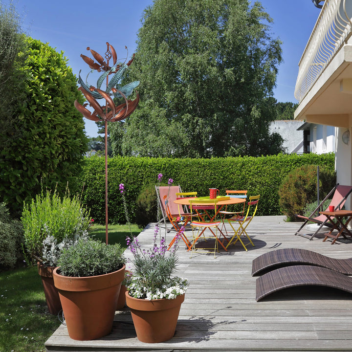 Windrad Garten Metall mit gegenläufigen Rotoren, Kupferoptik, 221 cm - Bild 7