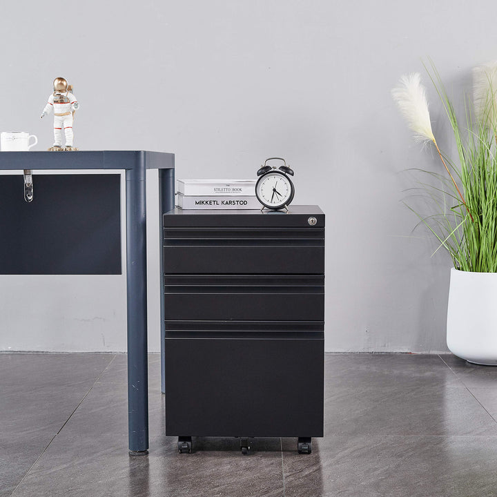 Rollcontainer Stahl abschliessbar 3 Schubladen 39x50x62 cm schwarz - Bild 9
