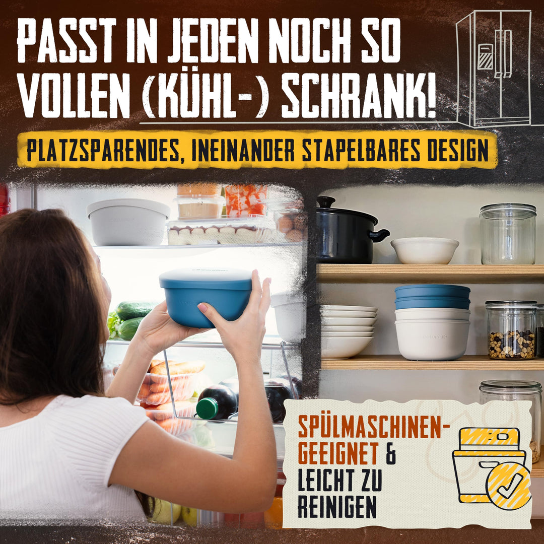 Pizzaballenbox Silikon 6er-Set mit Deckel und Teigspatel - Bild 6
