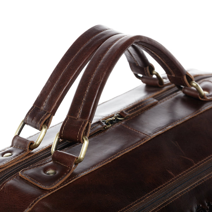 Reisetasche Leder XL mit Schuhfach Braun-Cognac Weekender Herren - Bild 7