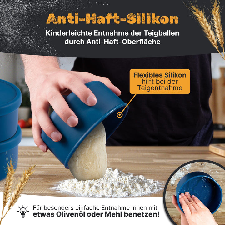 Pizzaballenbox aus Silikon 6er-Set mit Deckel fuer Teiglinge - Bild 4