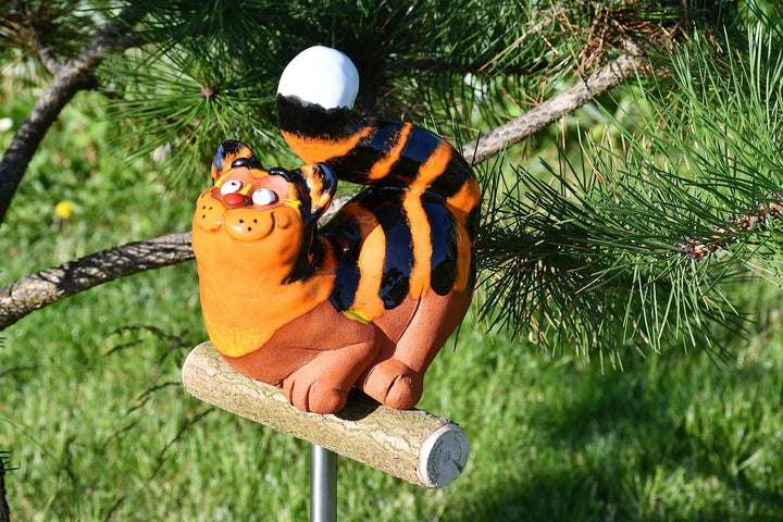 Gartenstecker Katze Keramik handgefertigt wetterfest 30 cm - Bild 3