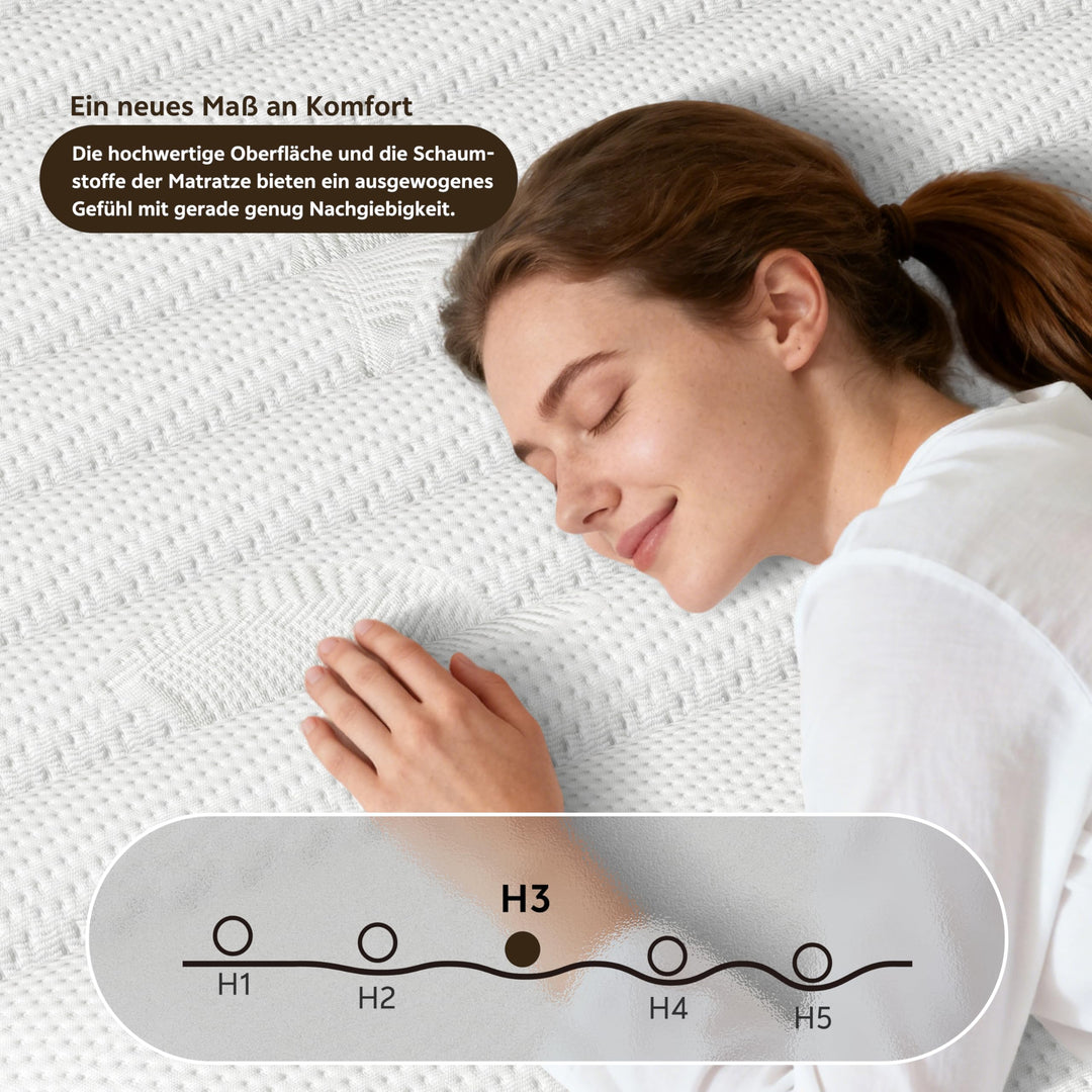 Taschenfederkernmatratze 90x200 cm 7-Zonen Memory Foam H2/H3 25 cm - Bild 4