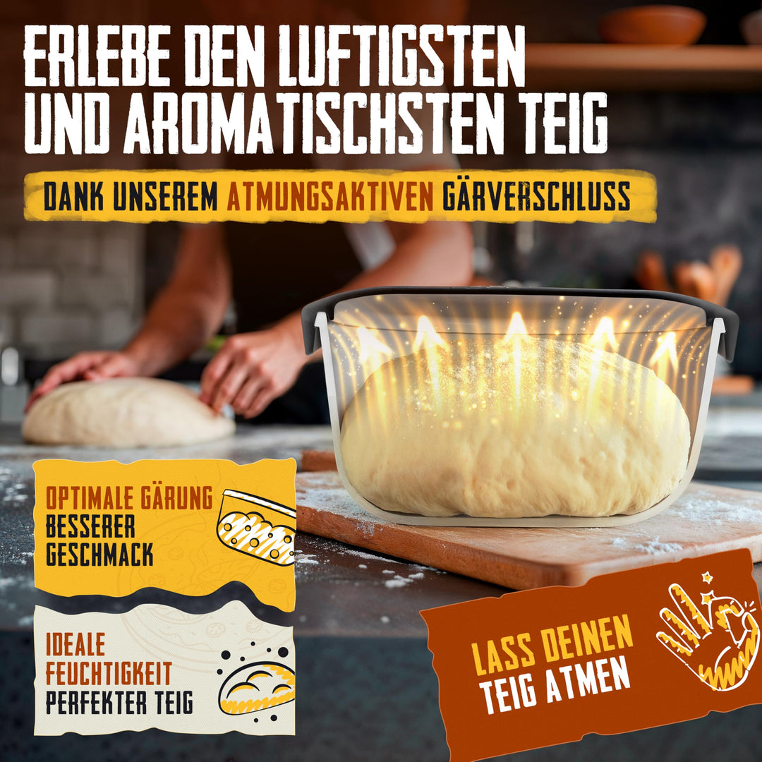 Pizzaballenbox Silikon 6er-Set mit Deckel und Teigspatel - Bild 3