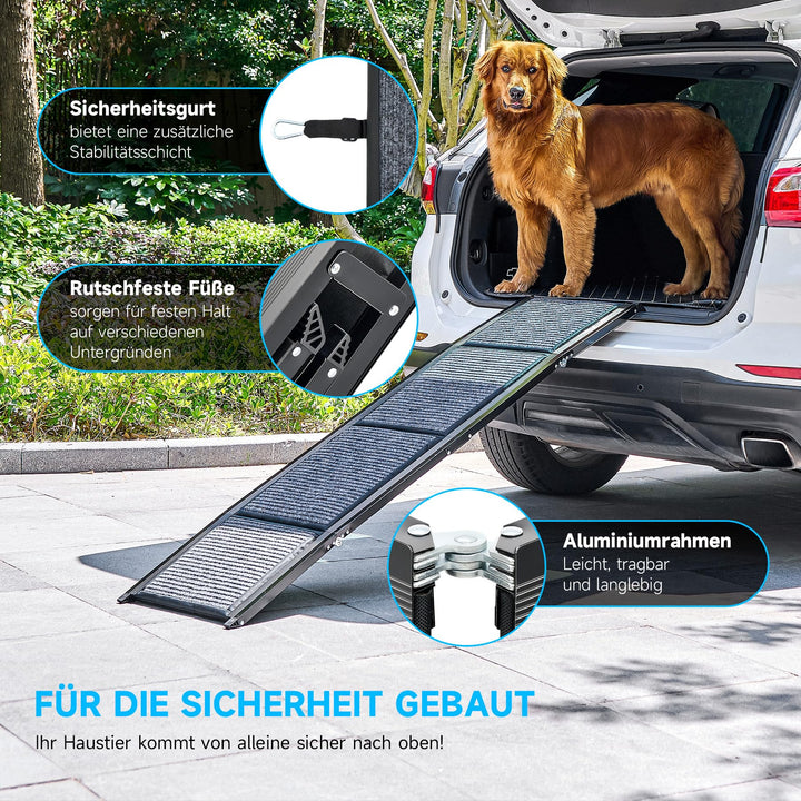 Hunderampe Auto klappbar 170cm Aluminium bis 90kg rutschfest - Bild 4