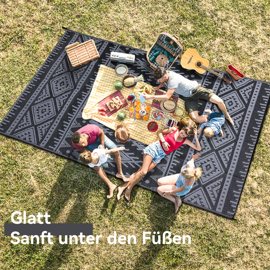 Outdoor Teppich wendbar 150x240 cm Schwarz/Grau geometrisch - Bild 5