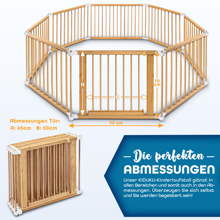 Laufgitter XXL Kiefer Massivholz klappbar 8-teilig mit Tür 7,2 m - Bild 6