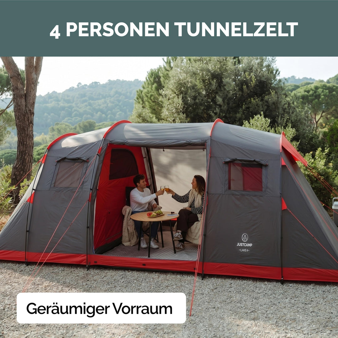 Tunnelzelt 4 Personen mit 2 Schlafkabinen und Stehhöhe - Bild 4