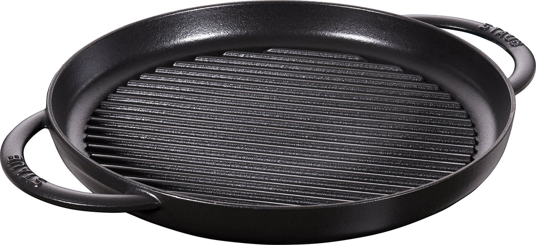 Grillpfanne rund Gusseisen 30 cm für alle Herdarten schwarz