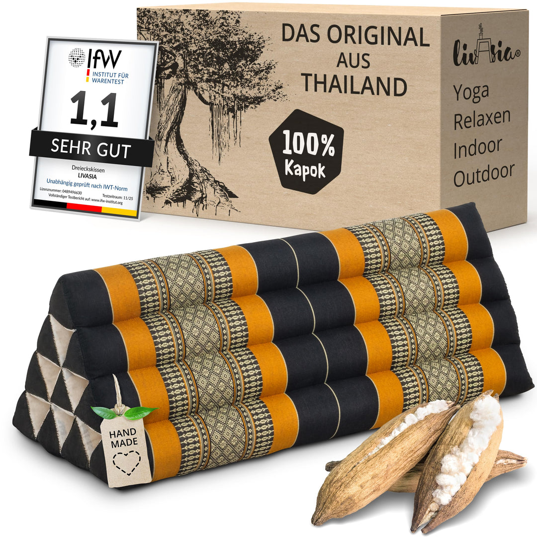 Dreieckskissen breit Kapok 33x80x30cm für Garten und Balkon