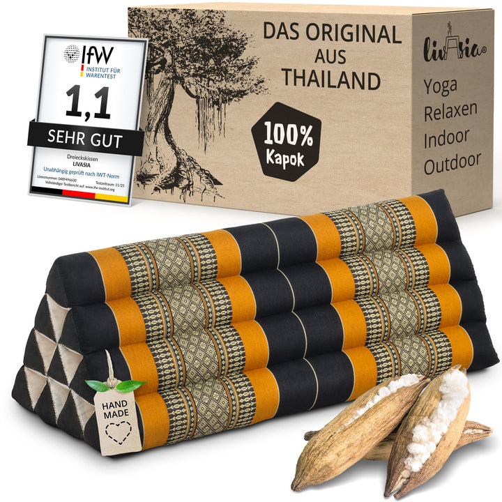 Dreieckskissen breit Kapok 33x80x30cm für Garten und Balkon