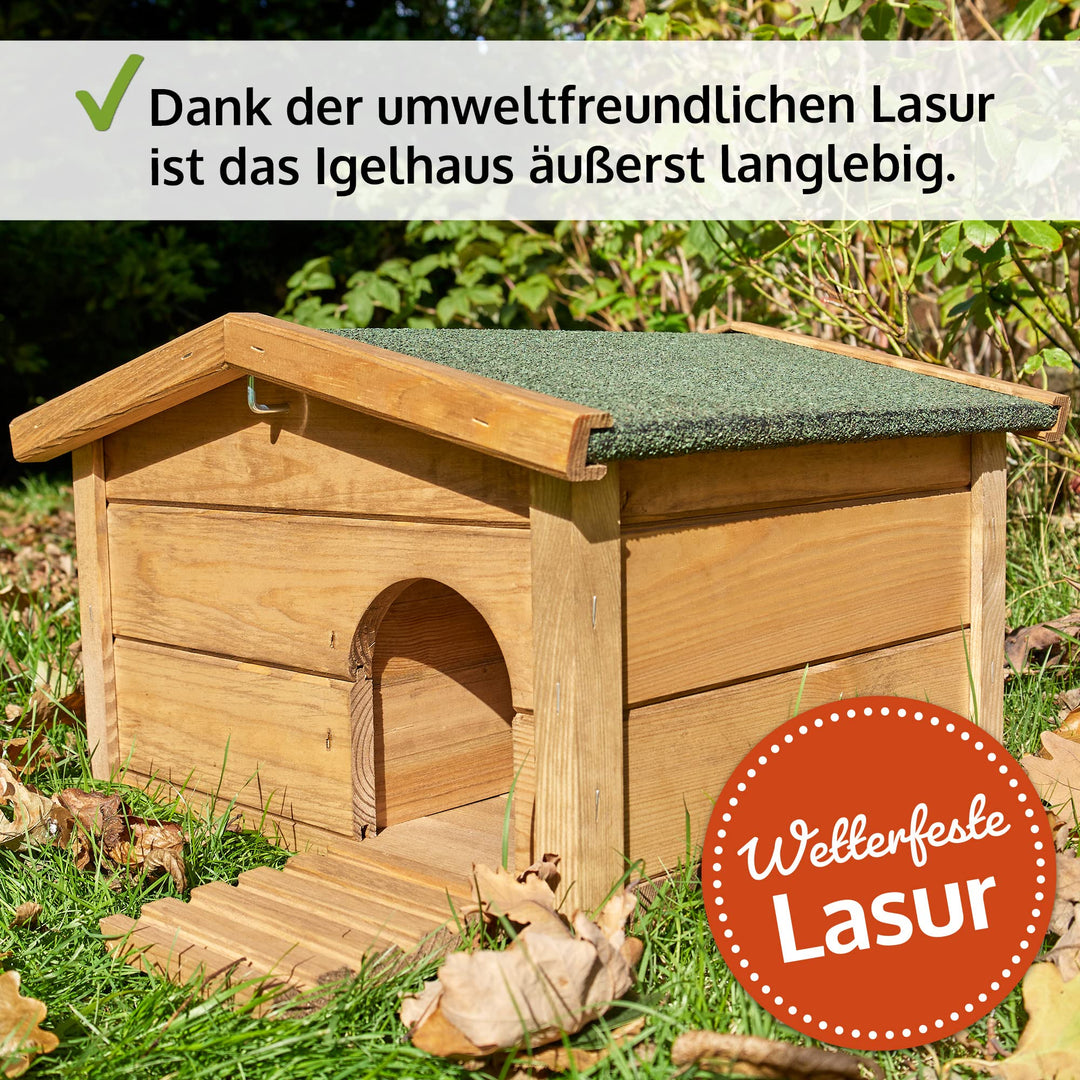 Igelhaus Massivholz mit Bitumendach und Labyrintheingang - Bild 5