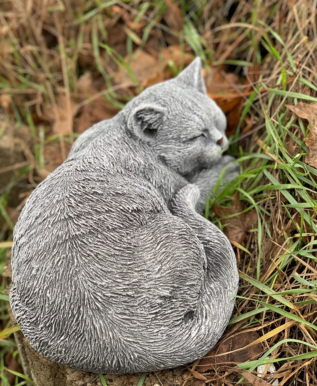 Gartenfigur Katze schlafend Steinguss frostfest 25 cm Gartendeko - Bild 5