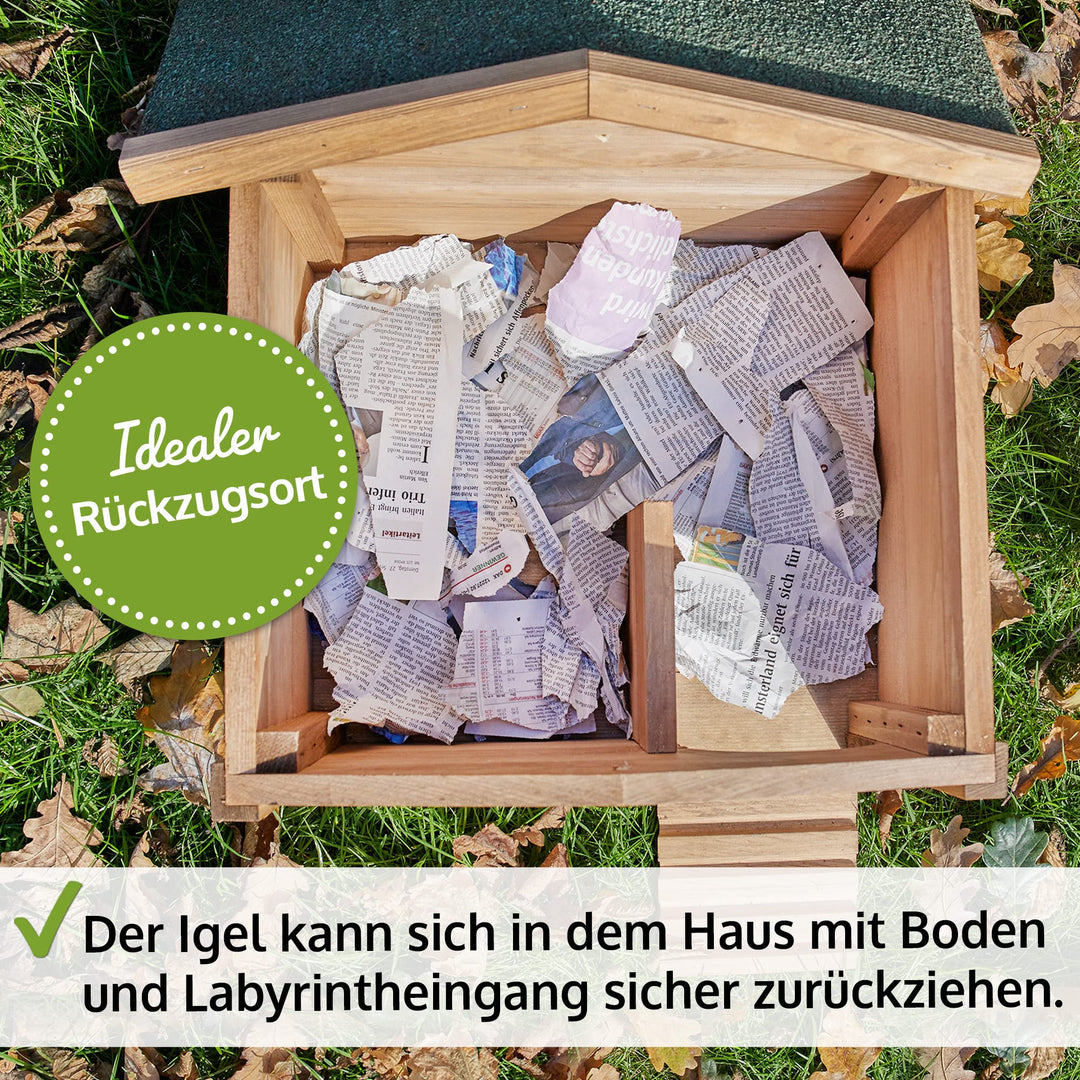 Igelhaus Massivholz mit Bitumendach und Labyrintheingang - Bild 6