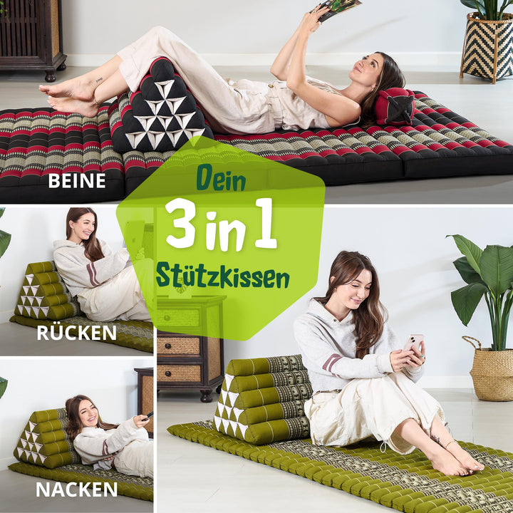 Dreieckskissen Kapok extrahoch 38x55x35cm für Garten und Balkon - Bild 3