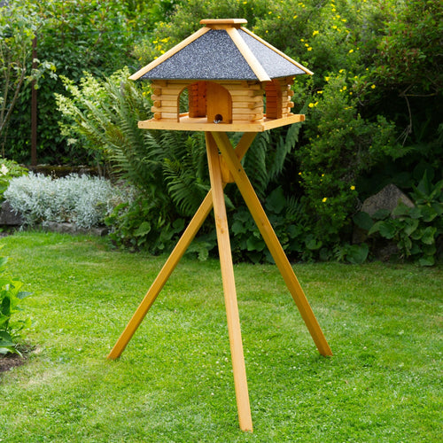 Vogelhaus mit Ständer und Futtersilo Holz 50x50x38 cm anthrazit