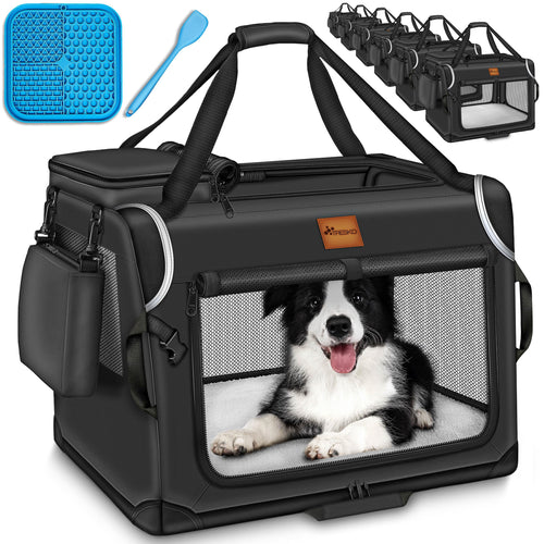 Hundebox faltbar Schwarz 61x42x42cm mit Leckmatte für Auto