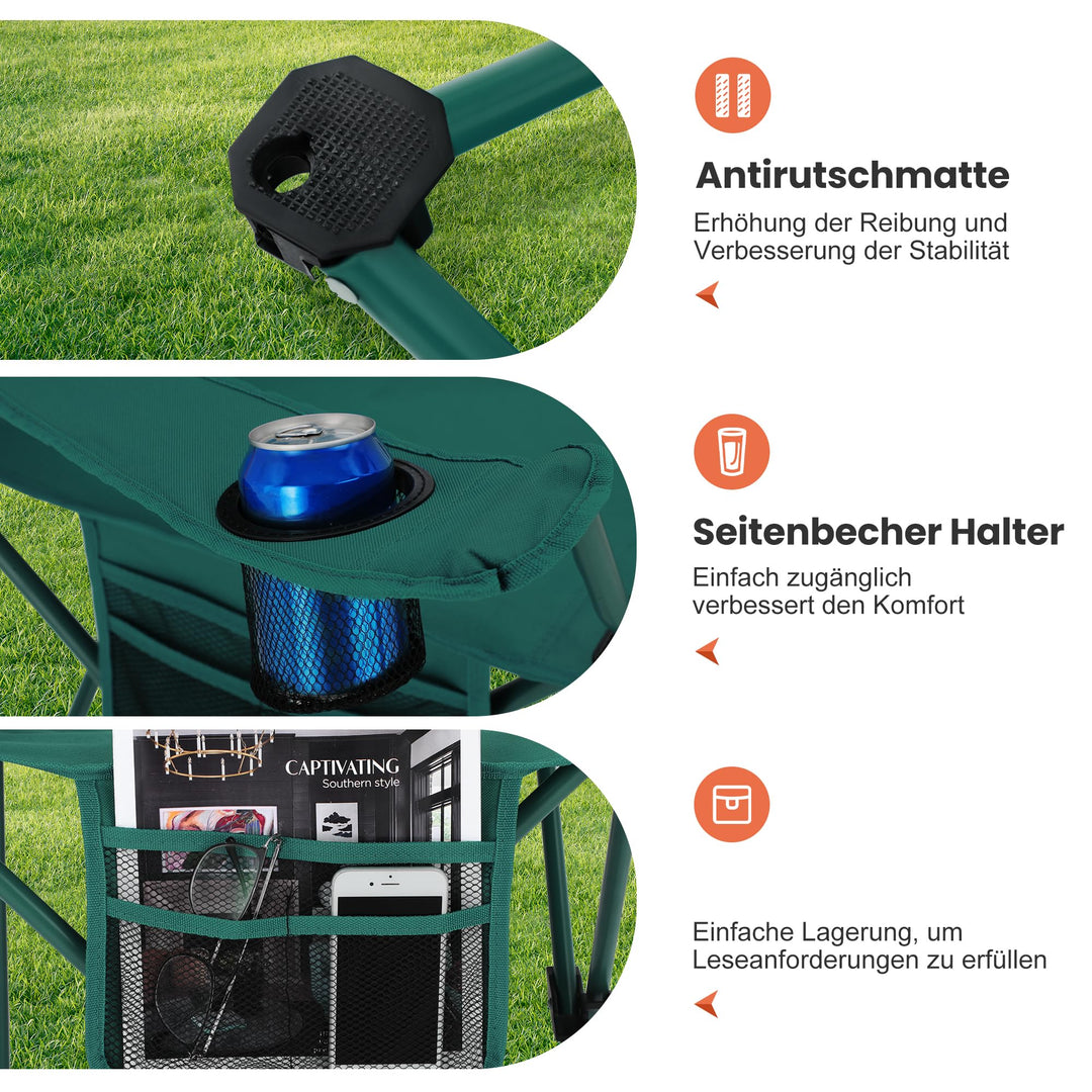 Campingstuhl faltbar 2er-Set 600D-Stoff bis 102 kg mit Kühltasche - Bild 5