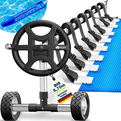 Pool Aufroller Aluminium Teleskop 3–5,70 m für Solar- & Abdeckplane