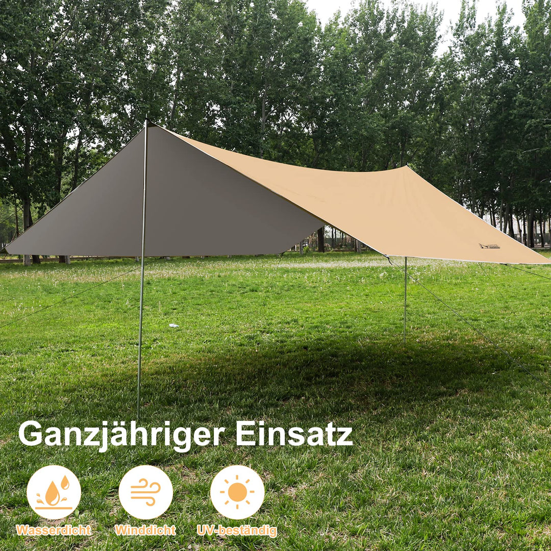 Camping Tarp 4x3m wasserdicht Ripstop Polyester mit Zubehör - Bild 8