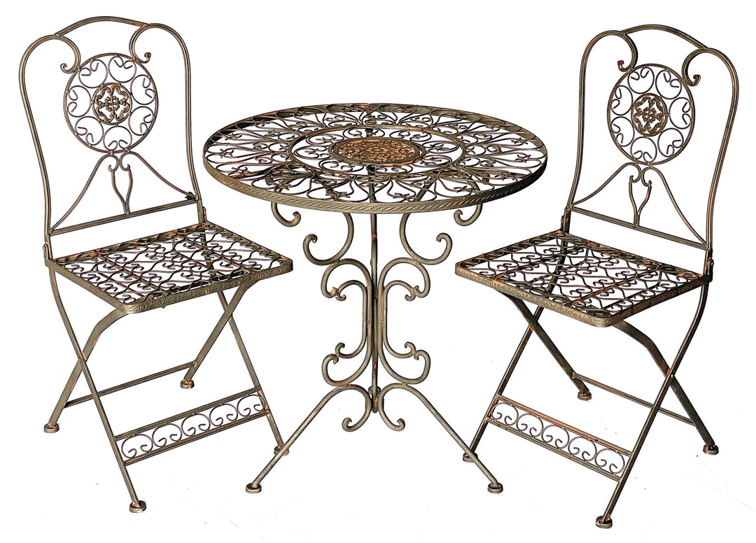 Bistro-Sitzgruppe Eisen Antik klappbar Tisch 70cm mit 2 Stühlen - Bild 2