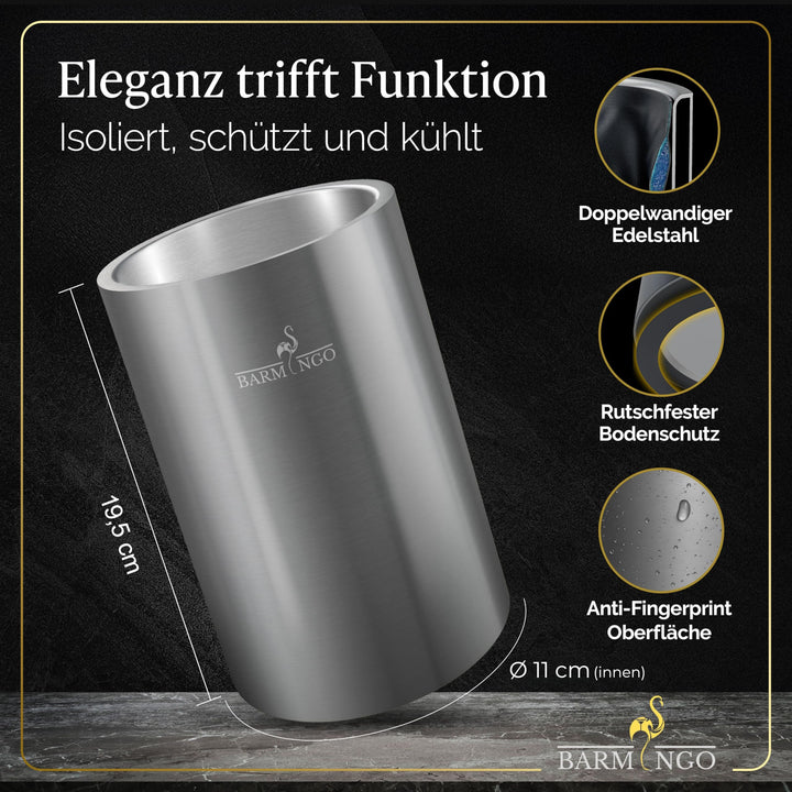 Weinkühler Edelstahl doppelwandig mit 2 Kühlmanschetten bis 6h - Bild 3