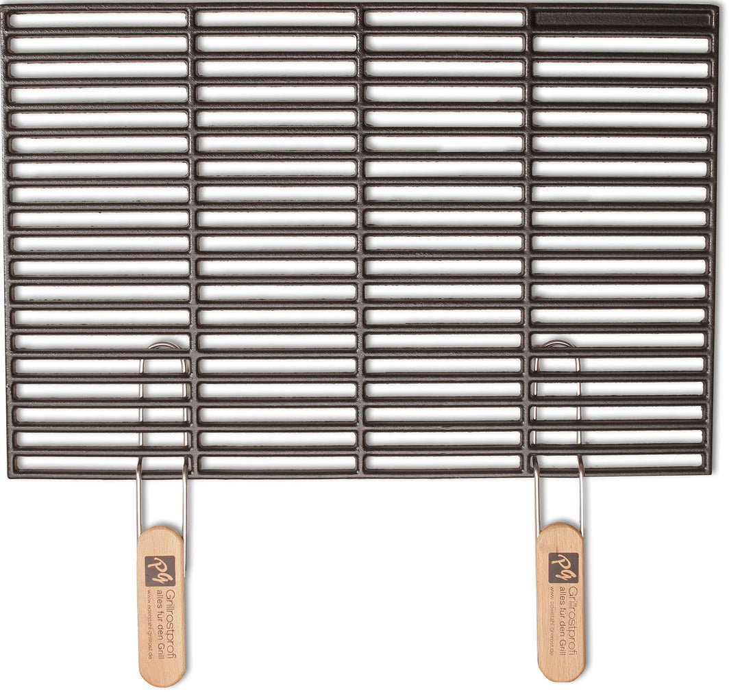 Gusseisen-Grillrost 60x40 cm emailliert mit abnehmbaren Griffen