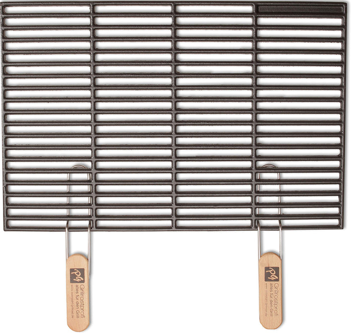 Gusseisen-Grillrost 60x40 cm emailliert mit abnehmbaren Griffen