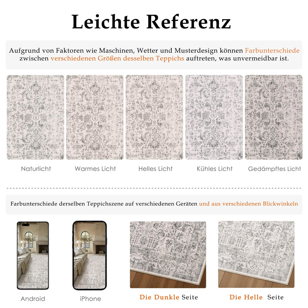 Vintage Teppich Wohnzimmer 240x300 cm waschbar Polyester Retro - Bild 2