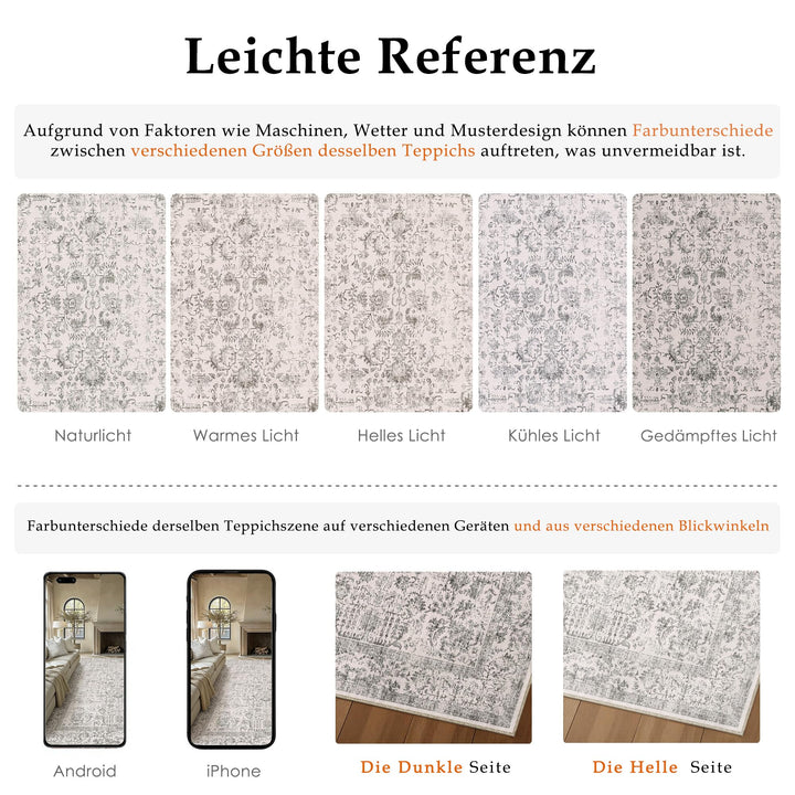 Vintage Teppich Wohnzimmer 240x300 cm waschbar Polyester Retro - Bild 2