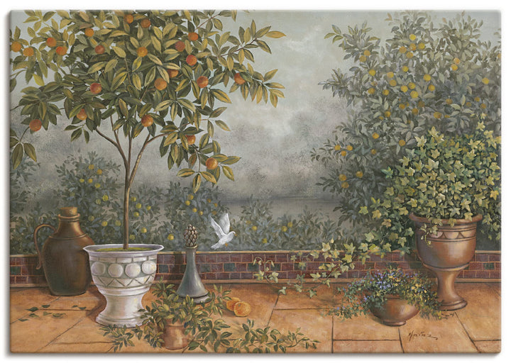 Leinwandbild Garten Motiv 100x70 cm auf Holzrahmen fertig zum Aufhängen