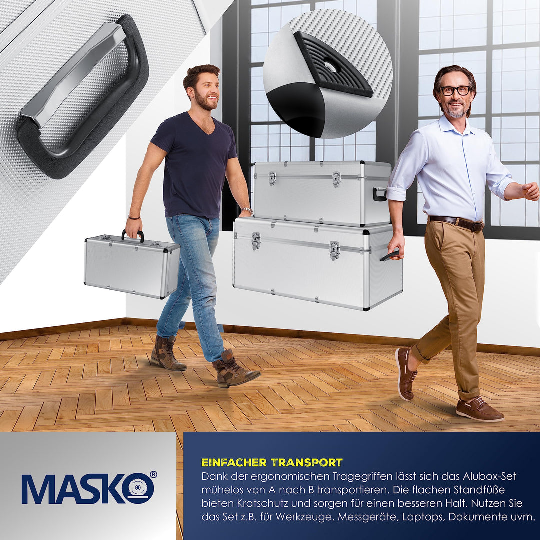Alubox 3er-Set stapelbar 27L / 67L / 100L mit Schloss - Bild 4