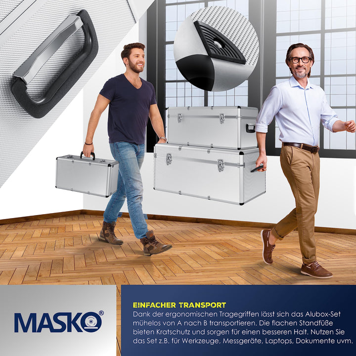Alubox 3er-Set stapelbar 27L / 67L / 100L mit Schloss - Bild 4