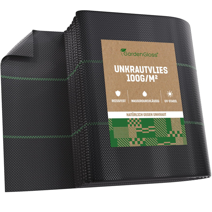 Unkrautvlies 100g/m² wasserdurchlässig UV-stabil 15x2m schwarz