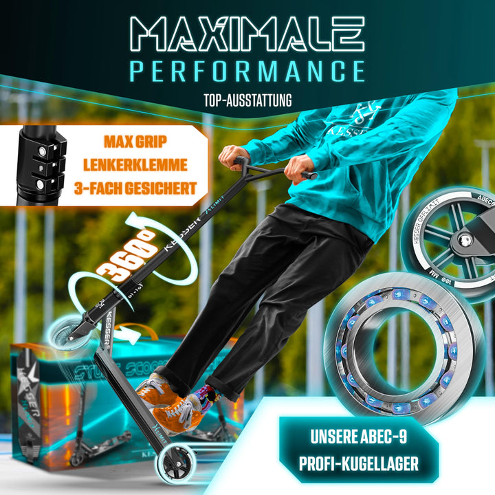 Stunt Scooter 360° Lenkung Aluminium ABEC-9 100mm PU-Räder Kinder Erwachsene - Bild 7